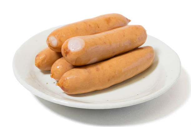 Wiener Sausages Close-up on White Background