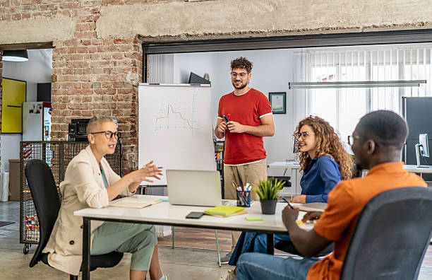 istock Business team collaborating during office meeting presentation 2237612318