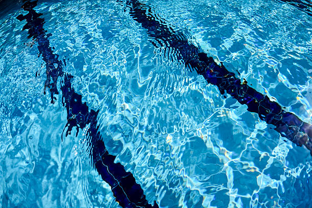 Swimming pool with crystal clear green water.