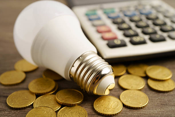 istock Cost of electric utilities with light bulb for payment. 2237621315