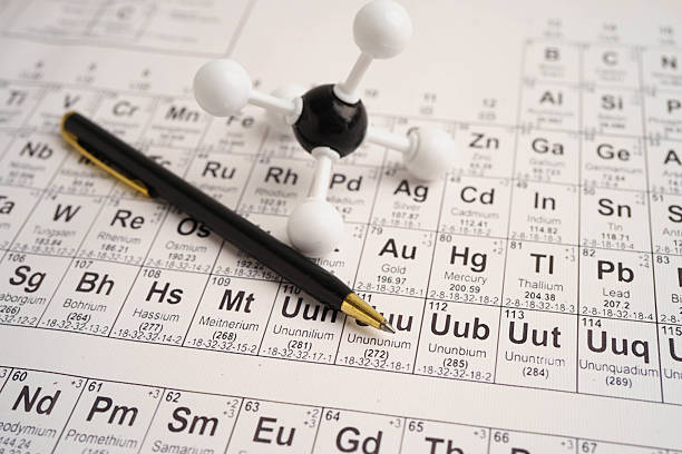 istock Molecules chemical on a periodic table background. 2237621536