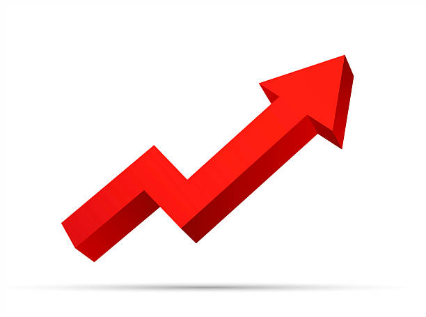 istock 3D Red Transparent Glass Arrow Icon Represents Growth, Isolated On Transparent Background. Realistic vector 10 eps. 2237623837
