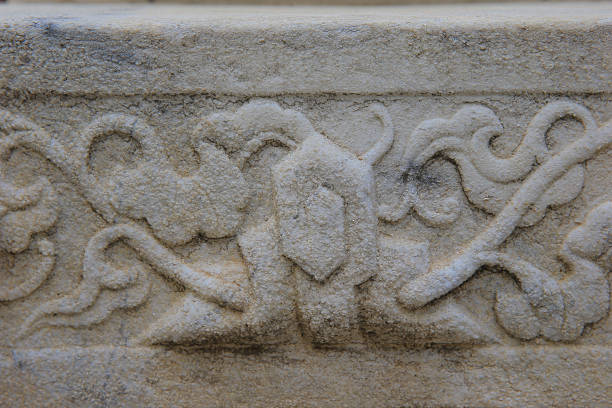 istock Vintage ornament on the stone. Close-up seamless texture. Stone texture. Embossed pattern. 2237630292