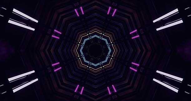istock Vibrant geometric tunnel with colorful lights 2237645282