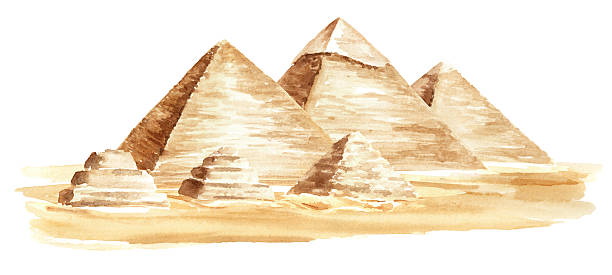 istock Pyramids of Egypt. Hand drawn watercolor illustration, isolated on white background 2237650703