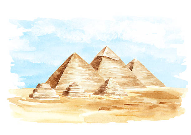istock Pyramids of Egypt. Hand drawn watercolor illustration isolated on white background 2237650706