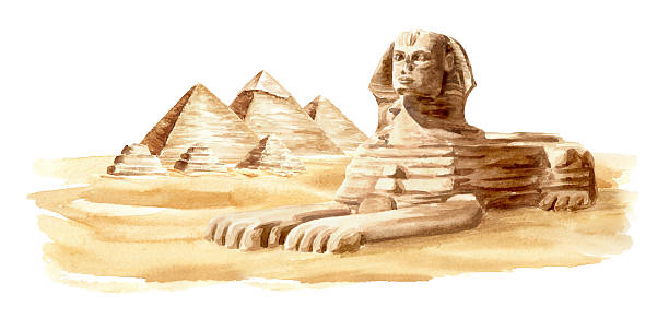 istock The Great Sphinx and Pyramids in Giza, Egypt. Hand drawn watercolor illustration, isolated on white background 2237650721