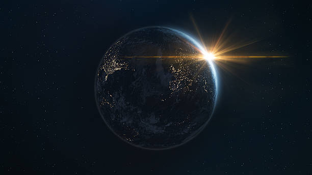 istock Sunrise Over Earth Seen From Space With City Lights 2237656056