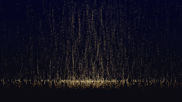 Luxury abstract background with shimmering golden particles falling and glowing. Perfect for celebrations, awards, weddings, ceremonies, glamorous events, video overlays, stage visuals, intros.