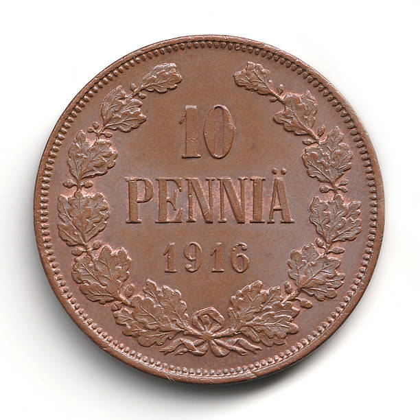 istock A vintage 10 pennia coin from 1916, featuring an oak leaf wreath design 2237668937