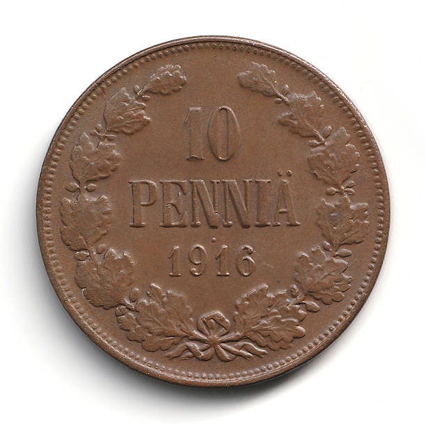 istock A vintage 10 pennia coin from 1916, featuring an oak leaf wreath design 2237668938
