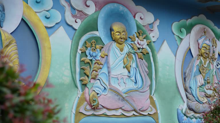 Different parts of a Buddhist temple or monetary. A Salugara Monastery which is located in New Jalpaiguri.