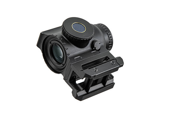 istock A black closed-emitter red dot sight mounted on a rail base, isolated on white. 2237676759