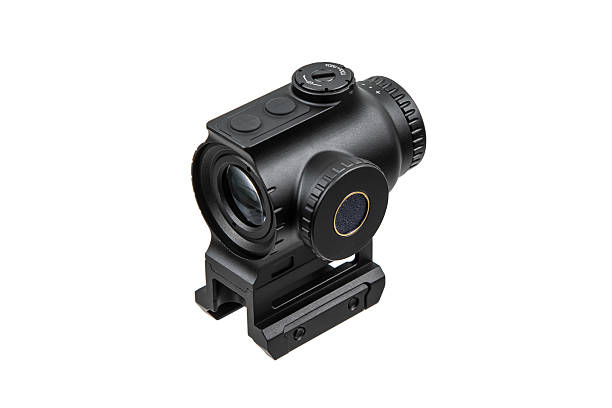 istock A black closed-emitter red dot sight mounted on a rail base, isolated on white. 2237676767