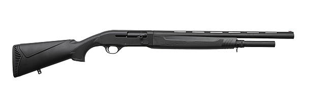 istock A modern black tactical shotgun isolated on a clean white background. 2237676927