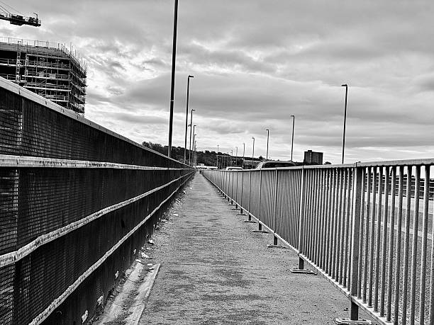 The way forward on a pedestrian walkway on a bridge at Newcastle Upon Tyne