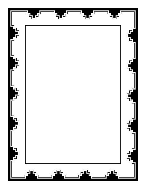 Rectangle frame with stepped pattern. Decorative border with seamless repeated staircase-like motif, similar to step pyramids, battlements or gears as it was used in the art of Native American tribes.