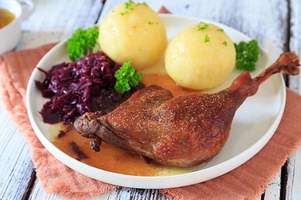 istock Goose leg with red cabbage and dumplings 2237686968