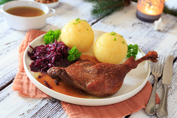 istock Goose leg with red cabbage and dumplings 2237686983