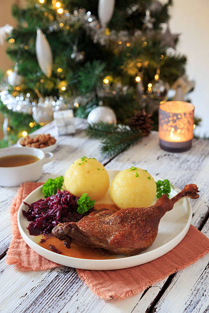 istock Goose leg with red cabbage and dumplings 2237686988