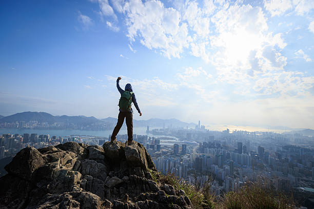 istock hiking on the mountain cliff edge in Hong Kong 2237687836