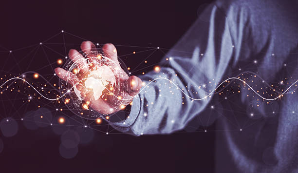 istock Futuristic smart digital communication wireless technology, Hand holding virtual global internet world connection of metaverse technology digital network, Internet of things, Global innovation. 2237688371