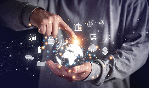 istock Hands holding and touch virtual Global Internet connection metaverse, Business internet connection and digital marketing application technology, Financial and banking, Digital link tech, big data. 2237688431
