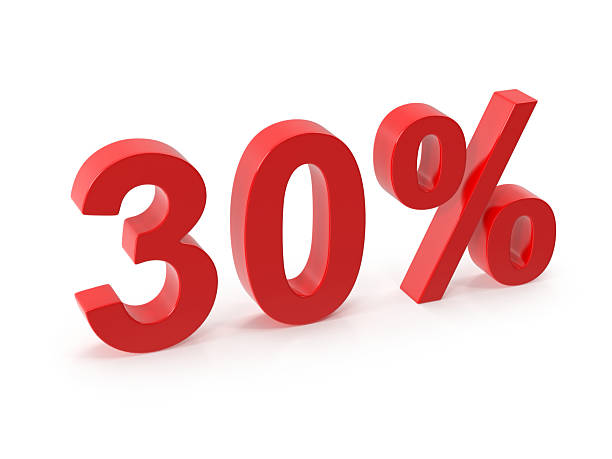 istock 30 off red 3d number with percentage symbol 2237694209