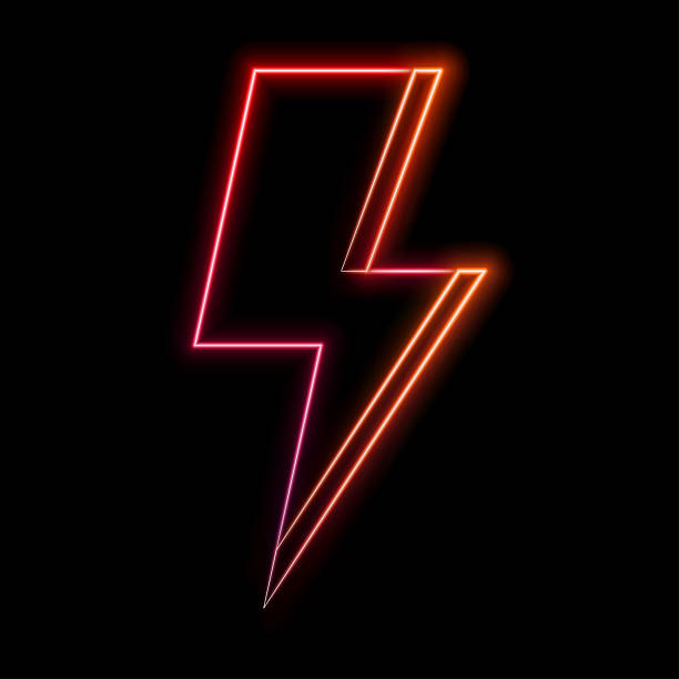 istock rounded neon lightning icons. Glowing neon electric lightning sign with rounded angles, energy symbol. Electric charge, lightning, charging effect, energy recharge. vector icon set 2237694946