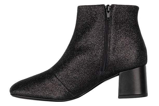 istock Black Glitter Ankle Boot with Block Heel and Zipper 2237715570