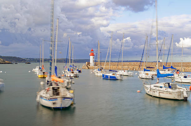 Erquy beach and marina in Brittany, on the Côtes d'Armor