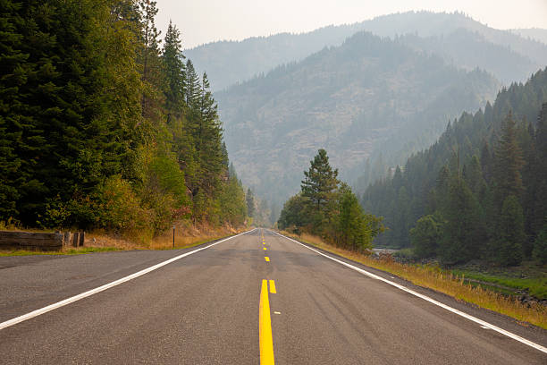 View of road- Highway 12 along the Lochsa River in Idaho
