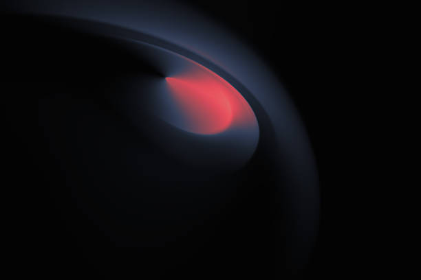 Smooth abstract design with a dark gradient background. A prominent red curve flows through the center, emitting a soft glow. Blue hues accentuate the edges, creating a sense of depth. The image has a liquid-like, almost futuristic texture, emphasizing minimalism with a dynamic, fluid shape.