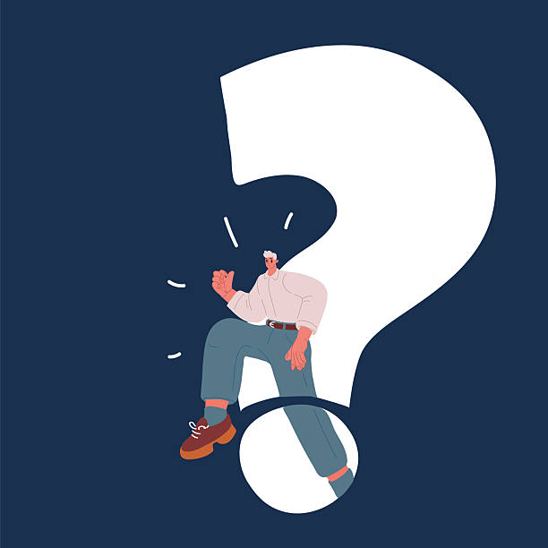 istock Cartoon Vector Illustration of a Businessman Next to a Large Question Mark, Symbolizing Challenges and Solutions 2237733436