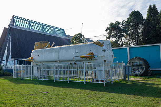 Vancouver, Canada - Swp 15,2025:Historic submarine displayed outside Vancouver Maritime Museum