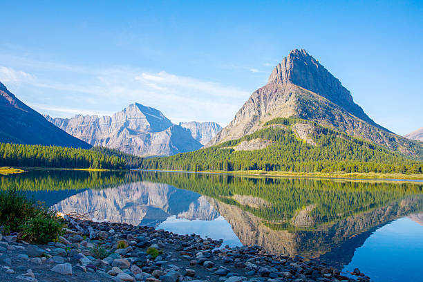 Golden Hour Columbia Lake Reflection, Fairmont Hot Sprigns, British Columbia, Canada. Canadian Rockies Landscape.