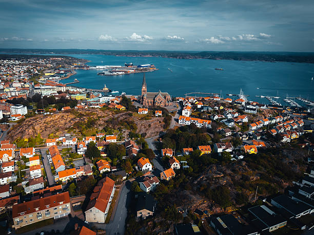 Aerial view of Lysekil old town