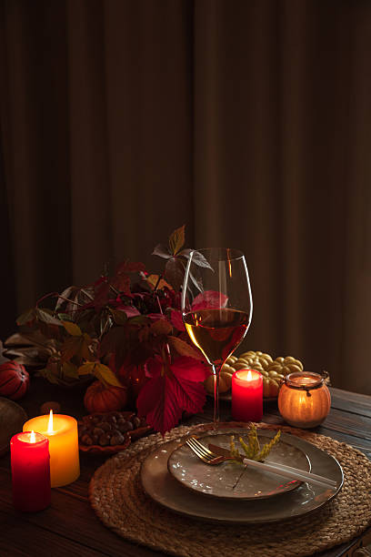 istock Autumn Table Setting with Pumpkins, Candles and Leaf Decor 2237745826