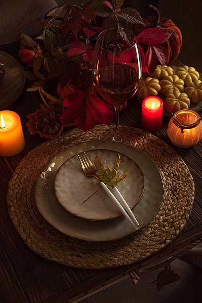 istock Autumn Table Setting with Pumpkins, Candles and Leaf Decor 2237745901