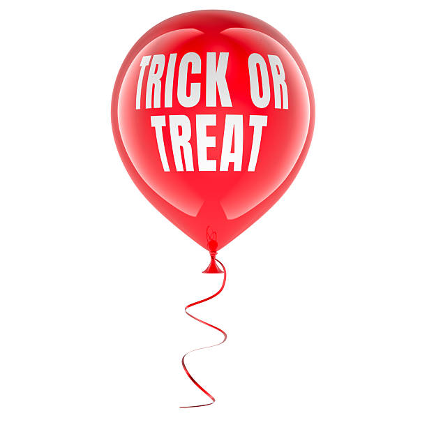 istock Trick or Treat balloon, red party decoration. 3D rendering 2237760302