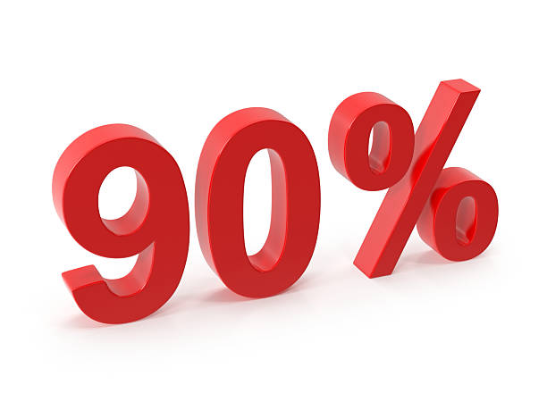 istock Red 3D '90' Percentage Symbol Isolated on White 2237772924