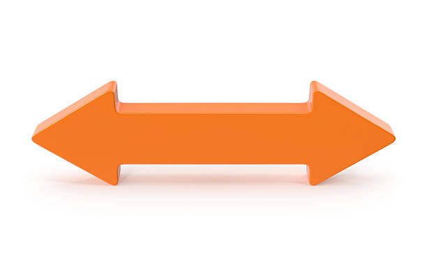istock Orange bidirectional arrow symbol indicating opposite directions 2237773265