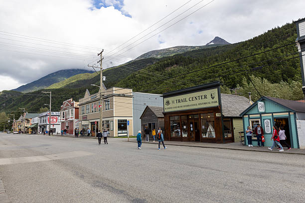 Skagway Alaska, United States - July 26, 2022: Typical Street Scene In Skagway Alaska.