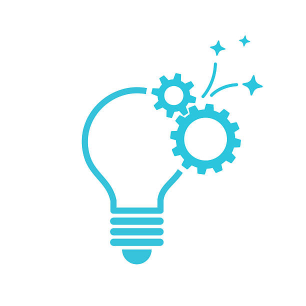 stockillustraties, clipart, cartoons en iconen met idea icon, solution, lightbulb, isolated on white, blue icon set - innovatie