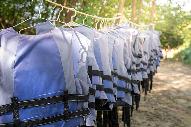 istock Neatly Arranged Life Jackets at Xing'an Campsite 2237815390