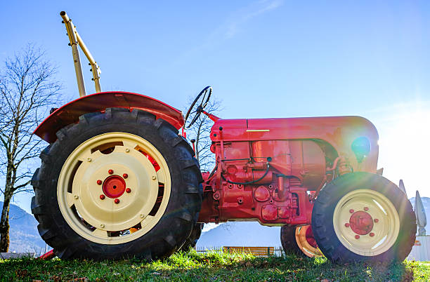 Tractor with American flag attached.
