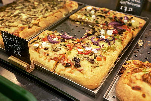 istock Freshly baked Cypriot pizza on the shelves 2237830926