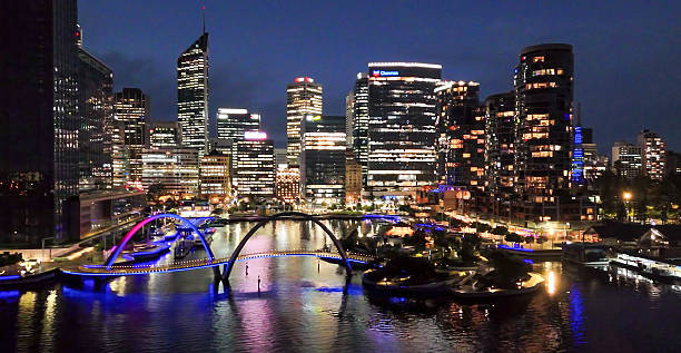 istock Elizabeth Quay waterfront and modern bridge in Perth city captured from above during night time 2237831044