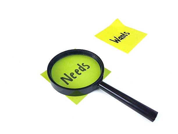 istock Needs vs Wants on sticky note with magnifying glass, Financial priority concept 2237837140