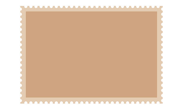 istock Blank Vintage Brown Postage Stamp Paper Template Isolated on White Background – Empty Retro Stamp Frame with Perforated Edges for Design, Scrapbooking. 2237840561